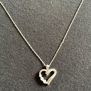 Sterling silver heart necklace with diamond chips